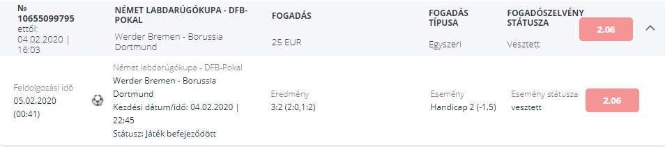 Az eredeti, vesztes tipp